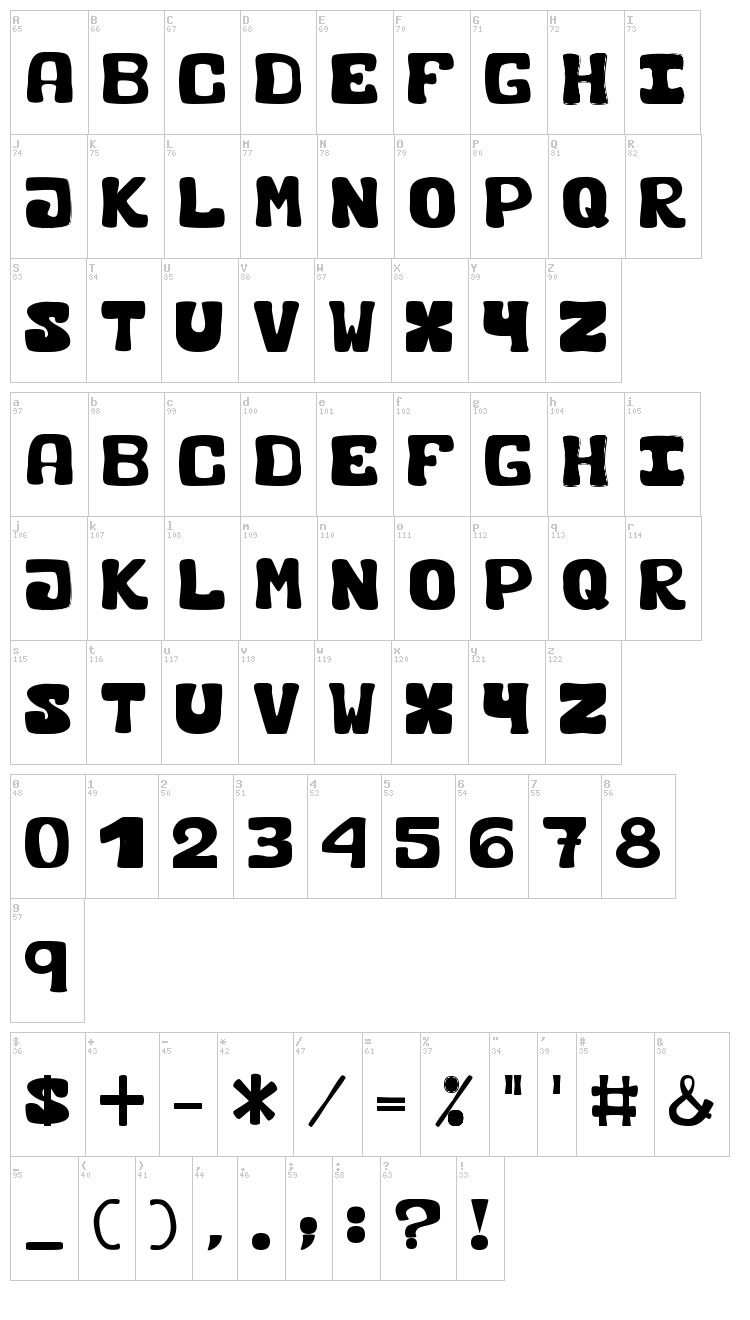 Black Carrot font map
